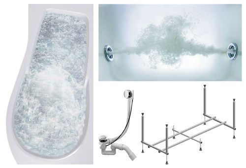 Ванна акриловая гидромассажная Timo VINO VINO1792R-KTVINO17-SPV1505-T-CM 170х90 пристенная асимметричная с каркасом