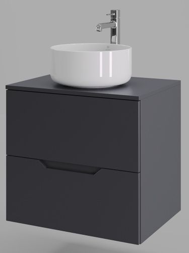 Тумба с раковиной Orange Line Li-60TugMDF+B07-345W 60х50 подвесная цвет черный