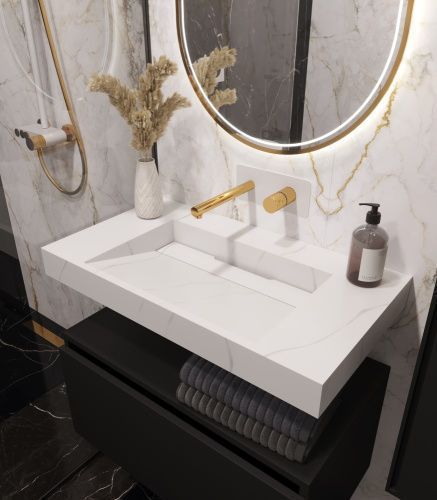 Раковина из искусственного камня Armadi Art Flat 859-080-CLCT 80х50 подвесная цвет белый без отверстий под смеситель