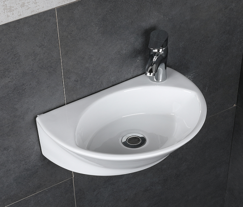 Раковина из сантехнического фаянса CeramaLux 7717X 40х30 подвесная цвет белый 1 отверстие под смеситель