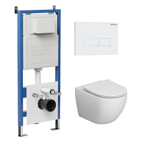 Инсталляция + кнопка смыва + унитаз Grossman Pragma 97.4411S.03.000