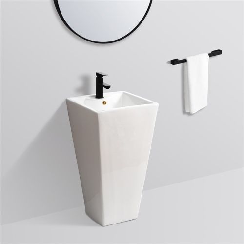 Раковина из сантехнического фаянса CeramaLux NB145 50х50 напольная цвет белый 1 отверстие под смеситель