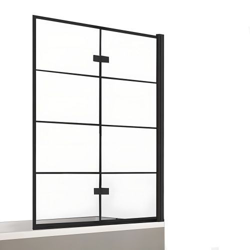 Душевая шторка на ванну New Trendy NEW SOLEO Black P-0050 100х140 стекло прозрачное профиль черный ориентация правая