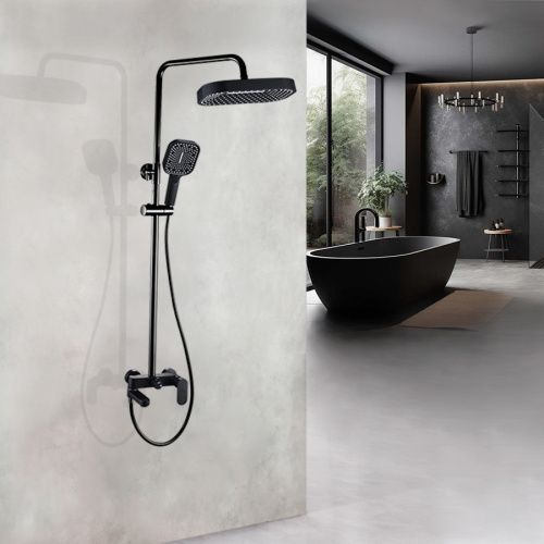 Душевая стойка ALMAes Salda ALS-615-13 настенная цвет черный