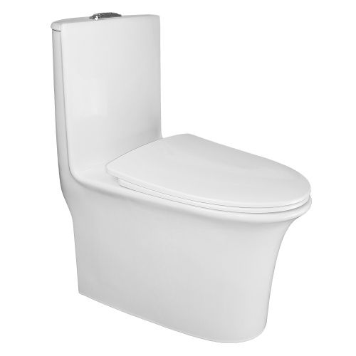 Унитаз напольный с бачком Azario Luna AZ-1037 белый без сиденья безободковый каскадный смыв