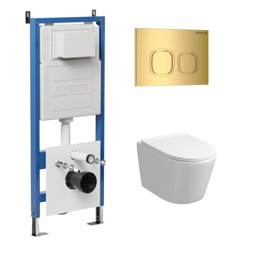 Инсталляция + кнопка смыва + унитаз Grossman Cosmo 97.4477S.02.300