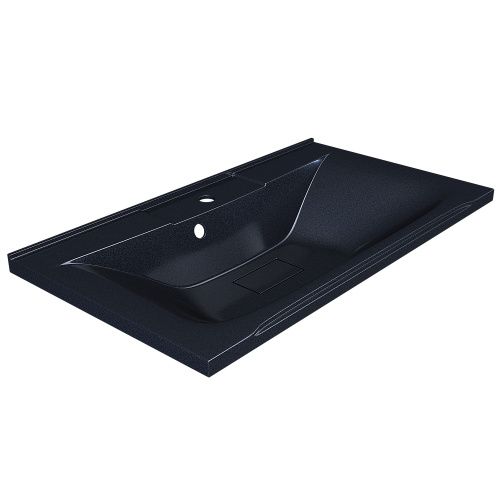 Раковина из искусственного камня Uperwood Elen 291120424 80х40 полувстраиваемая цвет черный