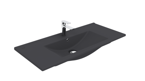 Раковина из сантехнического фарфора Creavit Su SU100-00AM00E-0000 100х50 накладная цвет черный