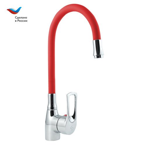 Смеситель для кухни Славен Прораб СЛ-ОД-Ц2К на мойку хром/красный