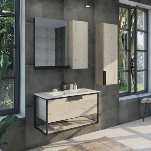 Зеркало-шкаф Comforty Бонн 00-00001951CF 90х80 подвесной цвет бежевый