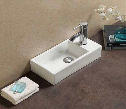 Раковина из сантехнического фаянса CeramaLux 9048DL 40х20 подвесная цвет белый 1 отверстие под смеситель