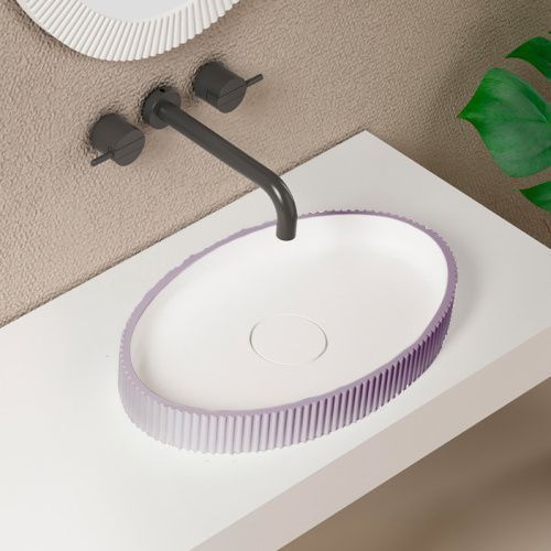 Раковина из искусственного камня Abber STEIN AS2603Violett 50х30 накладная цвет фиолетовый без отверстий под смеситель