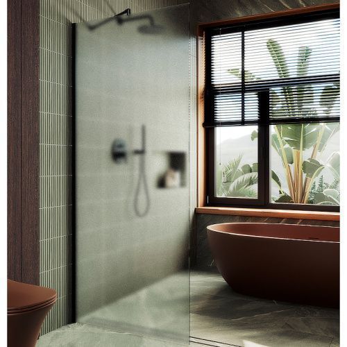 Душевая перегородка Maybah Glass MGD-690-6ш 90х195 стекло тонированное профиль черный