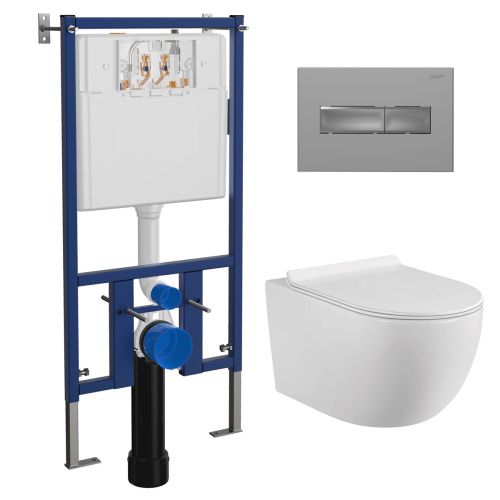 Комплект унитаз с инсталляцией с клавишей смыва Loranto  4501+7321+CS-0017HM