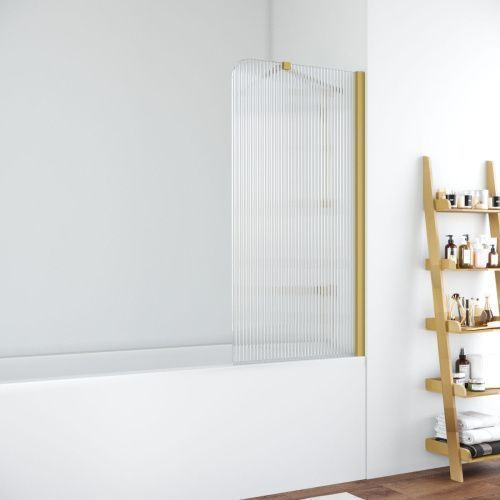 Душевая шторка на ванну Vegas-Glass EV+EV NOVO ST EV ST NOVO 76 03 Moru R 75х140 стекло рифленое профиль золото ориентация правая