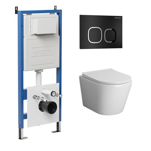 Инсталляция + кнопка смыва + унитаз Grossman Cosmo 97.4478BMS.02.210