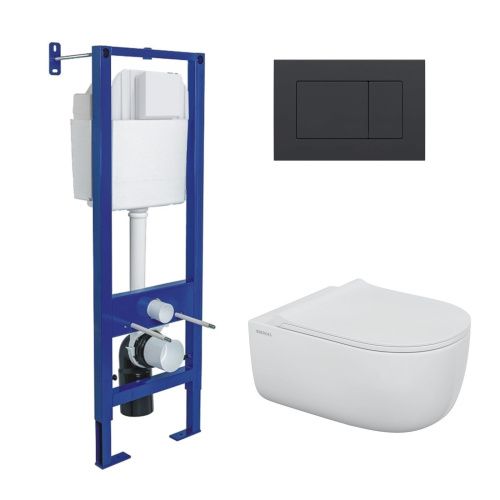 Комплект унитаз с инталляцией и клавишей смыва Berges АТОМ 043360