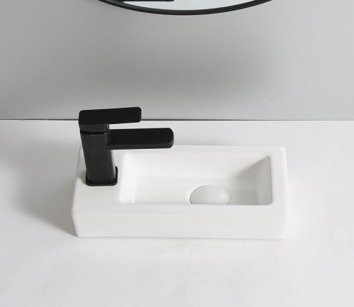 Раковина из сантехнического фаянса CeramaLux 9272R 40х20 накладная цвет белый 1 отверстие под смеситель