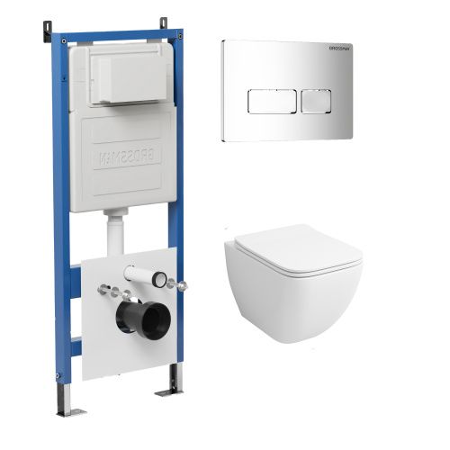 Инсталляция + кнопка смыва + унитаз Grossman Pragma 97.4447S.03.100