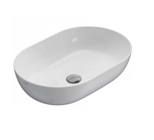 Раковина из сантехнического фарфора Globo T-EDGE B6O60BI 60х40 накладная цвет белый без отверстий под смеситель