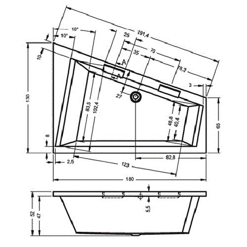 Ванна акриловая Riho DOPPIO B033001005 180х130 пристенная асимметричная без ножек - фото 2