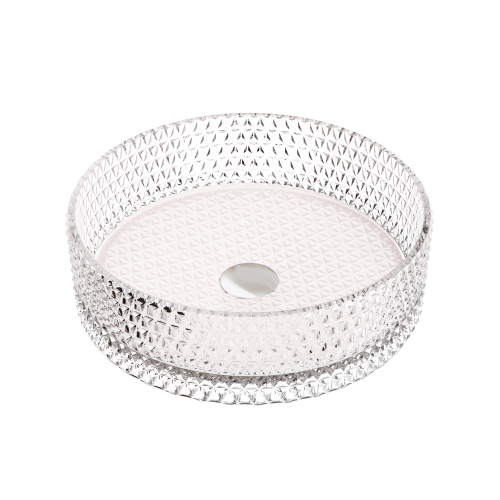 Раковина стеклянная Ceramica Nova CRISTAL CN6061 40х40 накладная цвет розовый без отверстий под смеситель