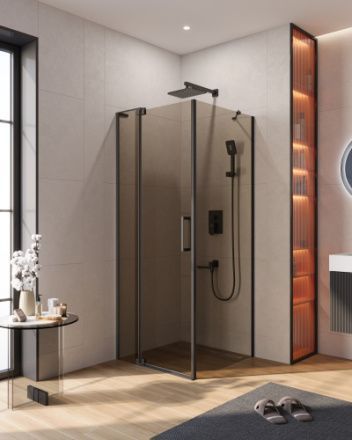 Душевой уголок Cezares SLIDER SLIDER-AH-1-80-70/80-BR-NERO 80х70 стекло тонированное профиль черный без поддона