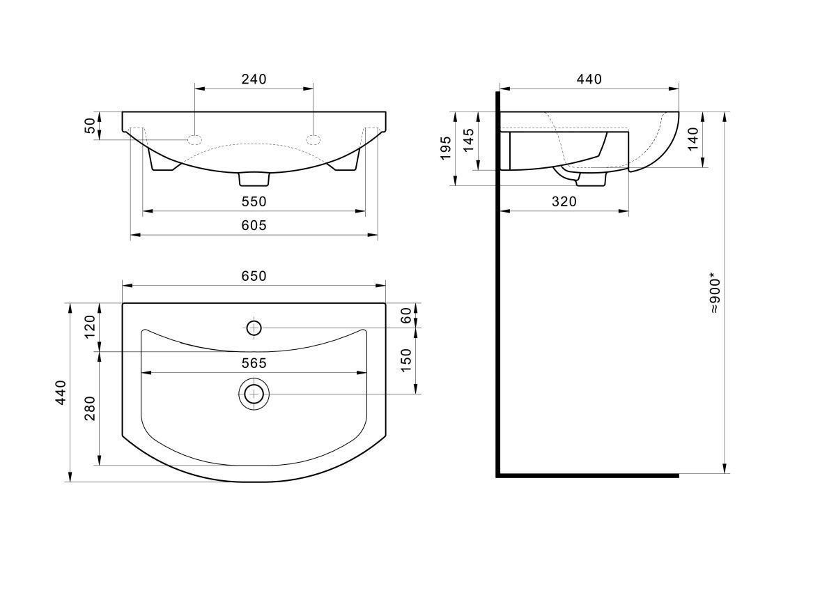 Раковина из сантехнического фарфора Santek Балтика WH207775 70х40 накладная цвет белый