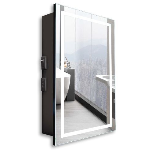 Зеркало-шкаф Azario Hamburg-BLACK LED-00002669 50х80 подвесной