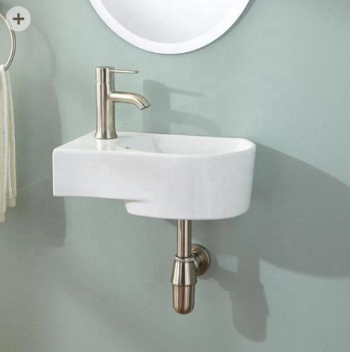 Раковина из сантехнического фаянса CeramaLux 9273R 40х30 подвесная цвет белый 1 отверстие под смеситель