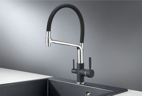 Смеситель для кухни Granula 0083, ШВАРЦ на мойку черный/хром