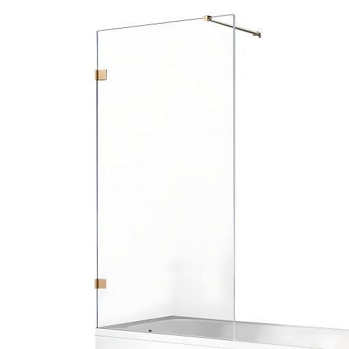 Душевая шторка на ванну New Trendy AVEXA GOLD BRUSHED EXK-2007-WP 80х150 стекло прозрачное профиль золото ориентация универсальная