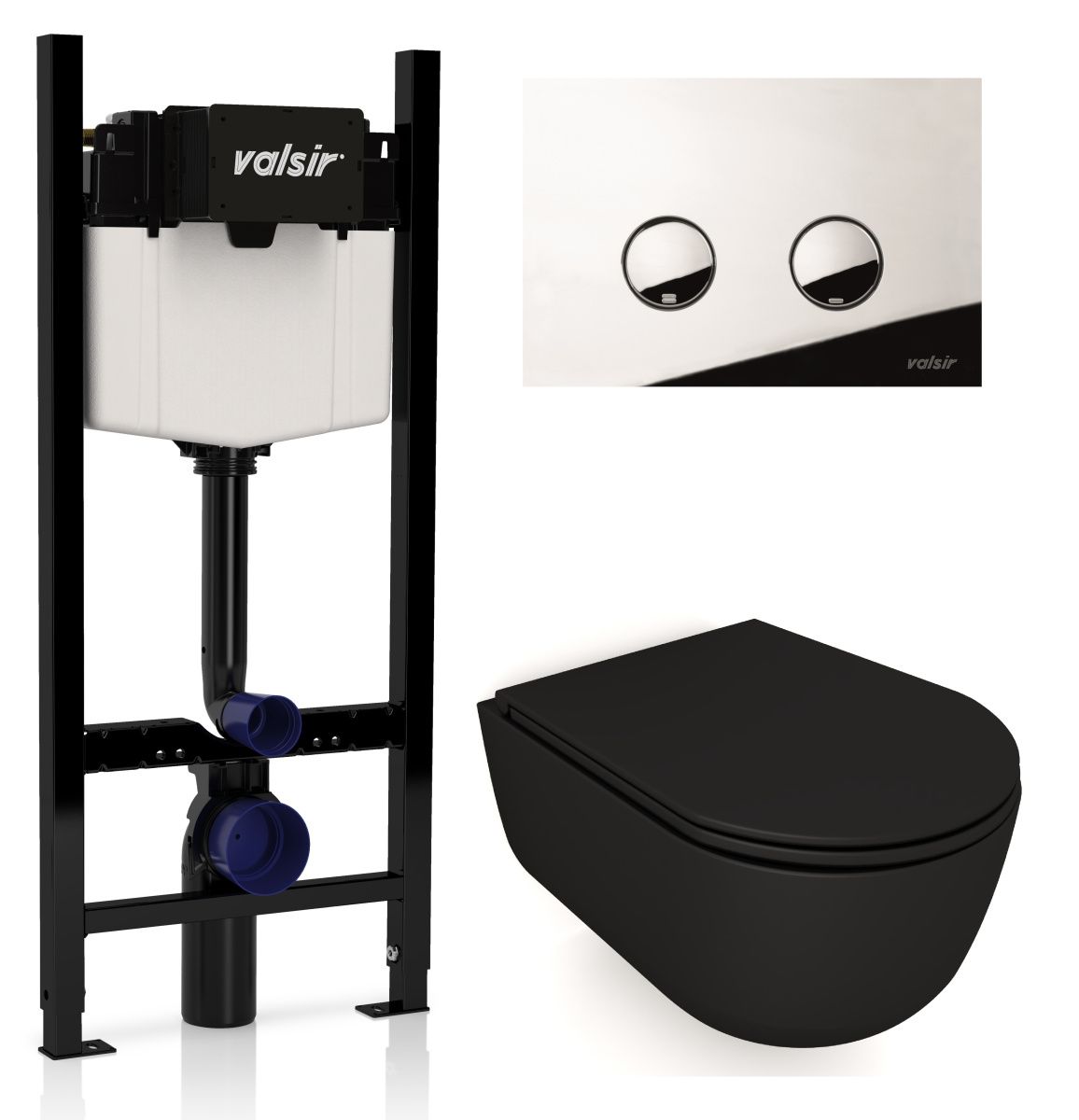 Комплект унитаз с инсталляцией и клавишей смыва Valsir KIT VSCR 7334NEMT Slim P4