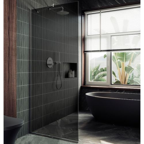 Душевая перегородка Maybah Glass MGD-681-5у 110х195 стекло тонированное профиль хром