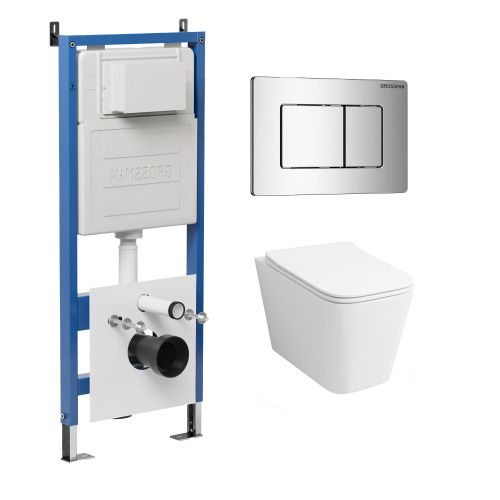 Инсталляция + кнопка смыва + унитаз Grossman Classic 97.4441S.04.10M