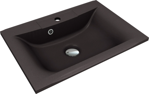 Раковина из искусственного камня Florentina Прима 650 10.010.00650.302 70х50 накладная цвет черный 1 отверстие под смеситель