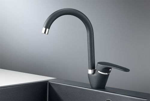 Смеситель для кухни Granula 1024, ШВАРЦ на мойку черный/хром