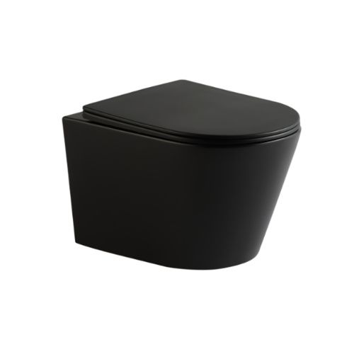 Унитаз подвесной Iberica Blanca Burgos mini IB.BRM.234.2B2 черный с сиденьем микролифт безободковый смыв торнадо