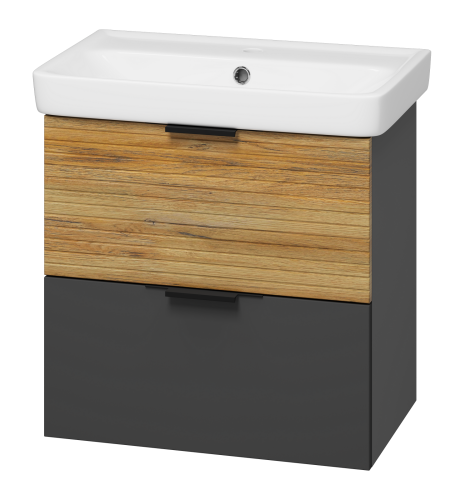 Тумба под раковину Misty Форест Э-Фор-09060-0219-2Я 60х30 подвесная цвет коричневый/серый