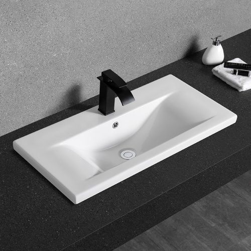 Раковина из сантехнического фаянса CeramaLux 9393-90 90х40 встраиваемая цвет белый 1 отверстие под смеситель