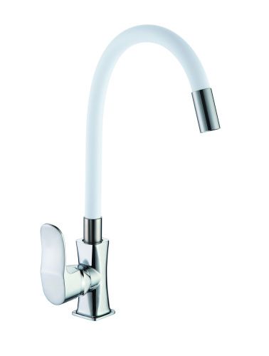 Смеситель для кухни D-Lin D155318-3 на мойку белый/хром