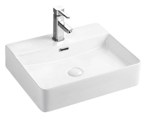 Раковина из сантехнического фаянса Azario AZ-2173-S 50х40 накладная цвет белый 1 отверстие под смеситель