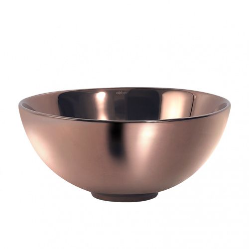 Раковина из сантехнического фаянса Abber BEQUEM AC2106RG 30х30 накладная цвет розовое золото без отверстий под смеситель