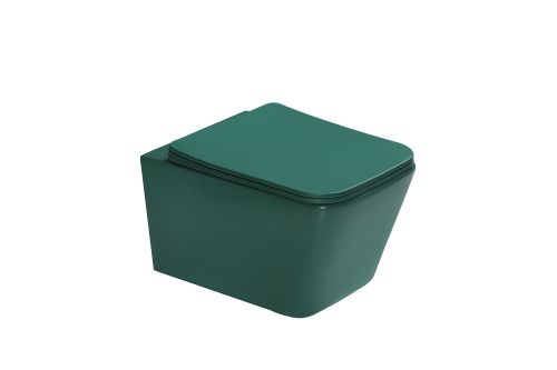 Унитаз подвесной SantiLine SL-5007G цвет зеленый с сиденьем микролифт безободковый смыв воронка-водоворот