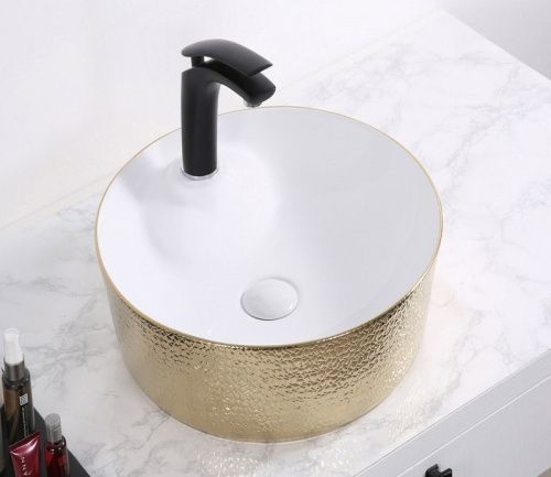 Раковина из сантехнического фаянса CeramaLux D1306H025 40х40 накладная цвет белый 1 отверстие под смеситель