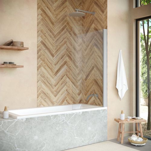 Душевая шторка на ванну Vegas-Glass EV+EV NOVO EV NOVO 76 07 01 75х140 стекло прозрачное профиль хром ориентация универсальная