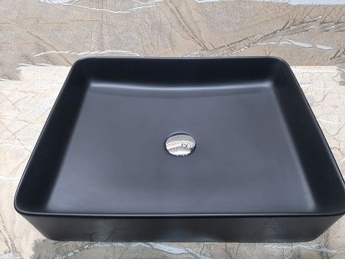 Раковина из сантехнического фаянса CeramaLux 7050KMB 50х40 накладная цвет черный без отверстий под смеситель - фото 2