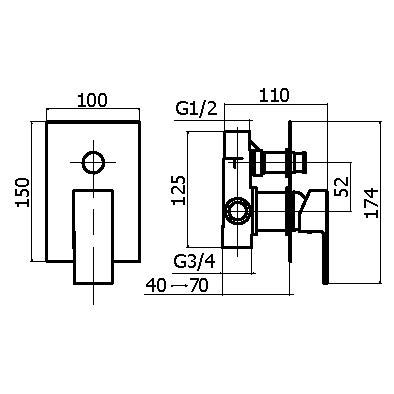 Смеситель для душа Plumberia Selection Tag TG1001CR встраиваемый в стену хром - фото 2