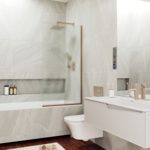 Душевая шторка на ванну Maybah Glass MGV-92-2у 60х140 стекло тонированное профиль бронза ориентация универсальная