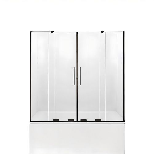 Душевая шторка на ванну New Trendy Smart Black EXK-4209 150х150 стекло прозрачное профиль черный ориентация универсальная